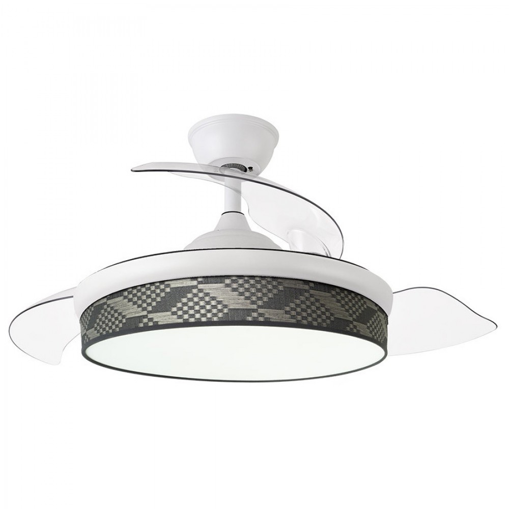 Ventilador Moda DC Blanco-Tetris Gris 108Ø 72w 3aspas Mando Memoria Y Temporizador 212491101