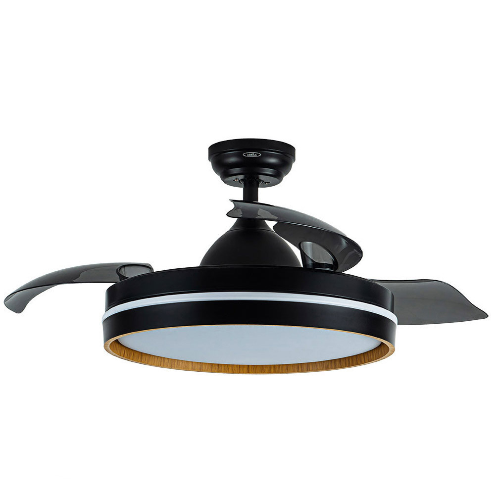 Ventilador Nalon DC Negro-Madera Oscura Plegable 109Ø 72w 3aspas Mando Memoria Y Temporizador 213091385