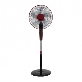 Ventilador Borlon De Pie Negro-Burdeos 43Ø 55w 5X2aspas Orientable Mando y Temporizador 213941030