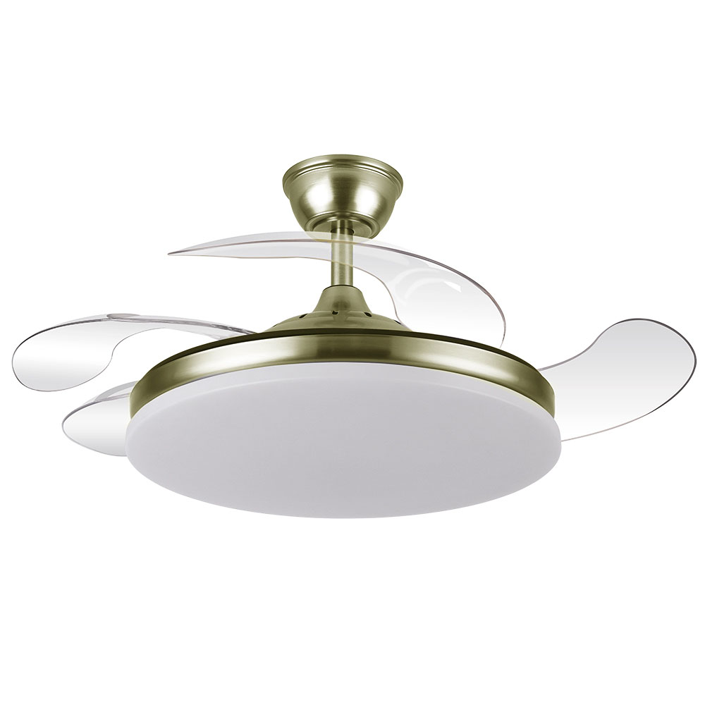 Abrila Ventilador Tridente DC Plegable Metalico Cuero 107Ø Ultrasilencioso 59w CCT Regulable Mando Memoria 236391314