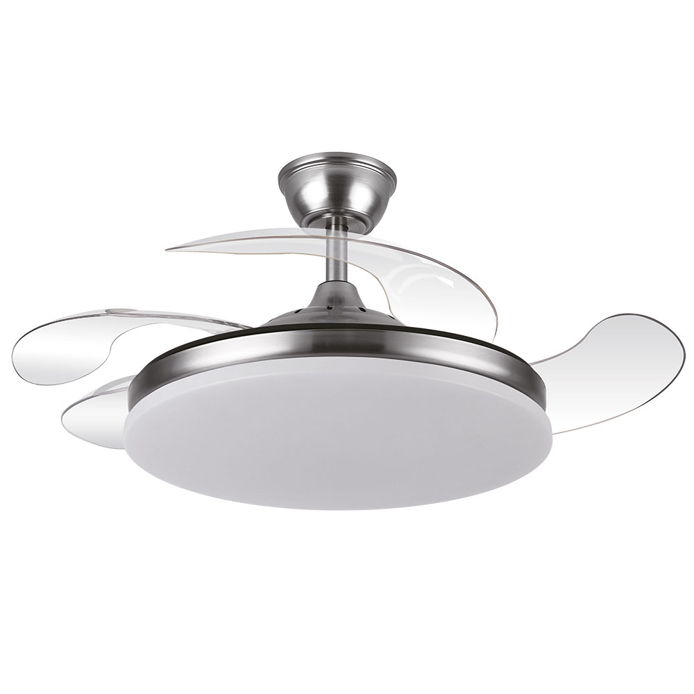 Abrila Ventilador Tridente DC Plegable Metalico Niquel 107Ø Ultrasilencioso 59w CCT Regulable Mando Memoria 236391303