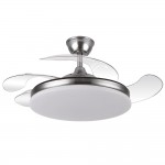 Abrila Ventilador Tridente DC Plegable Metalico Niquel 107Ø Ultrasilencioso 59w CCT Regulable Mando Memoria 236391303