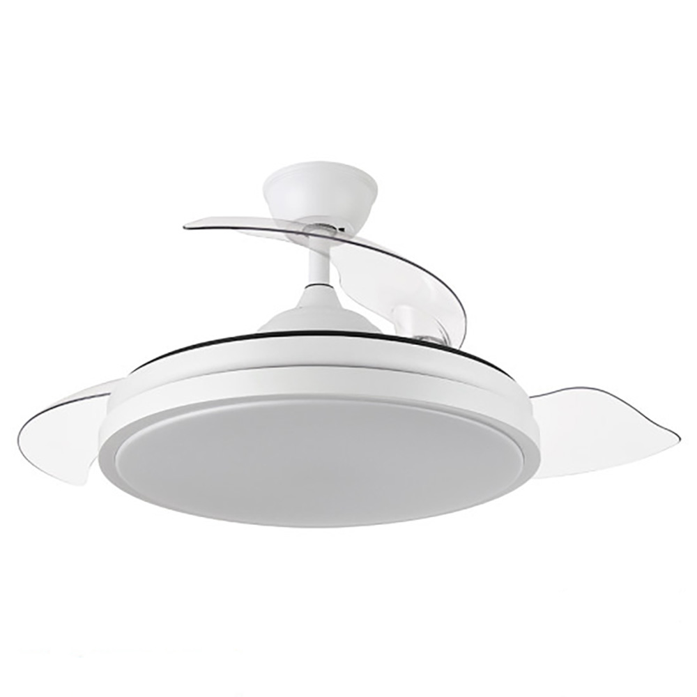 Abrila Ventilador Mini ESCORPION DC Plegable Metalico Blanco 3aspas 91Ø Ultrasilencioso 59w Regulable Mando Memoria 214599001