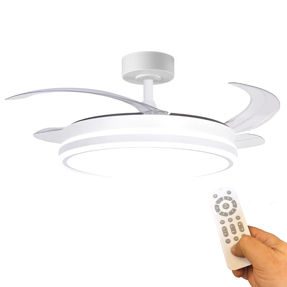 MDC Ventilador HALPA XS Plegable Metalico Blanco 38-92Ø Ultrasilencioso LED Dimable CCT Mando MDC-2026