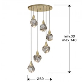 Lampara Aquaria 6 Luces oro mate 157261