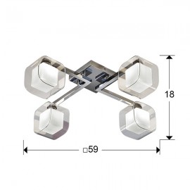 Plafon Led Cube Cromo Cuatro Dobles Tulipas 4 G9 6W 183320