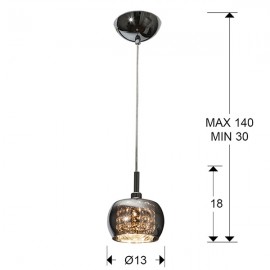 Lampara Led Arian Acero Brillo Cristal 1L 193273