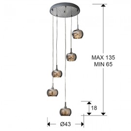 Lampara Led Arian Acero Brillo Cristal 5L 193364