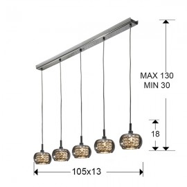 Lampara Led Arian Acero Brillo Cristal 5L 193539