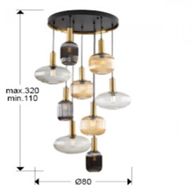 Lampara Norma 9 Luces Negro-Laton 225090