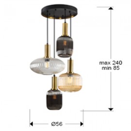 Lampara Norma 4 Luces Negro-Laton 225168