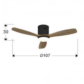 Ventilador Mini Siroco Negro-Nogal Dimable 329385D
