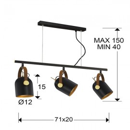 Lampara Adame 3 Luces Negro-Oro 346724