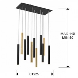 Lampara Varas Oro-Negro 11L Dimable 373357D