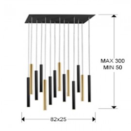 Lampara Varas Oro Negro 14Luces Dimable 373425GD