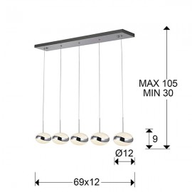 Lampara Led Lipse 5 Luces Cromo 377523