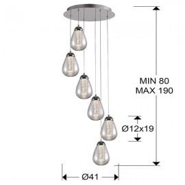 Lampara Led Taccia Cromo 6 Doble Tulipa 5W 394529
