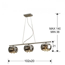 Lampara Led Argos Cromo 3L Cristal 509213