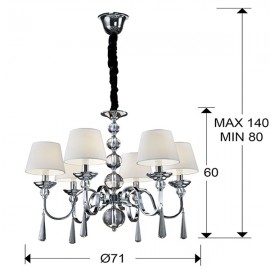 Lampara Led Rocio Cromo 6L Lagrimas Cristal 520783