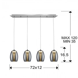 Lampara Led Nebula Cromo 4Doble Tulipa 5W 584214