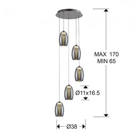 Lampara Led Nebula Cromo 5 Doble Tulipa 5W 584438
