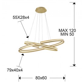 Lampara Elipse Oro Dimable 652138B