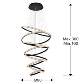 Lamp Ring 8 Aros Negro Dim 4000K 717694B