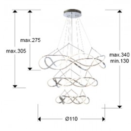 Lampara Molly 110Ø 3 Aro Cromo Dimable 763431B