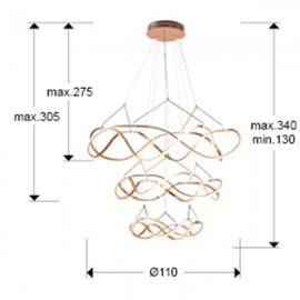 Lampara Molly 110Ø 3 Aro Oro Rosa Dimable 763455B