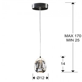 Lampara Led Rocio Cromo 1L Cristal Burbujas 784326