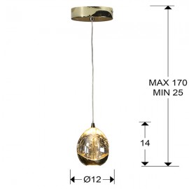 Lampara Led Rocio Oro 1L Cristal Champan Burbujas 784347