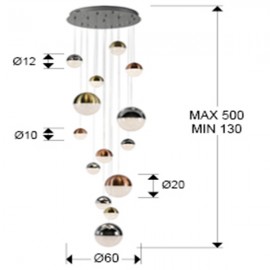 Lampara 14L Led Sphere Ø60X500H Dim 793258GB