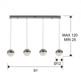 Lampara Led Sphere Cromo Tulipas 4 Esferica 19W 793635