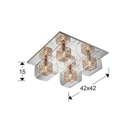 Plafon Led Lios Cuadrada Cromo Y Cobre 4 G9 6W 867234