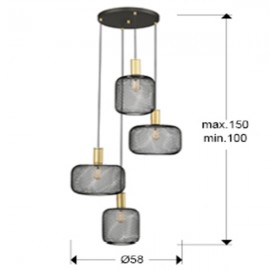 Lampara Osiris 4 Luces Oro-Negro 910477