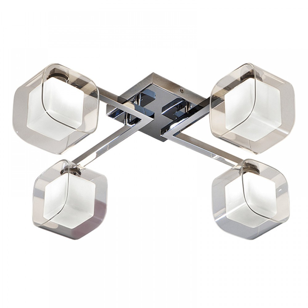 Plafon Led Cube Cromo Cuatro Dobles Tulipas 4 G9 6W 183320