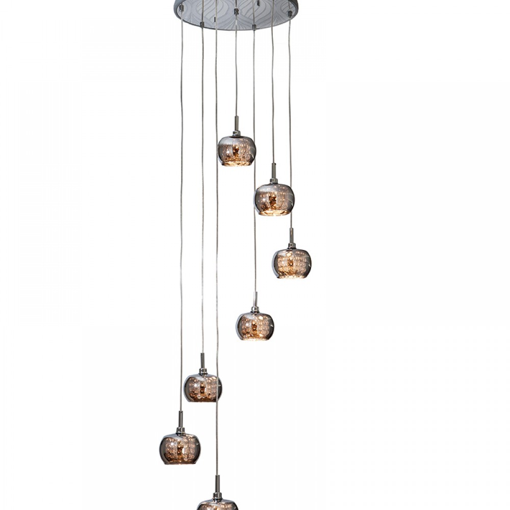Lampara Led Arian Acero Brillo Cristal 7L 193453