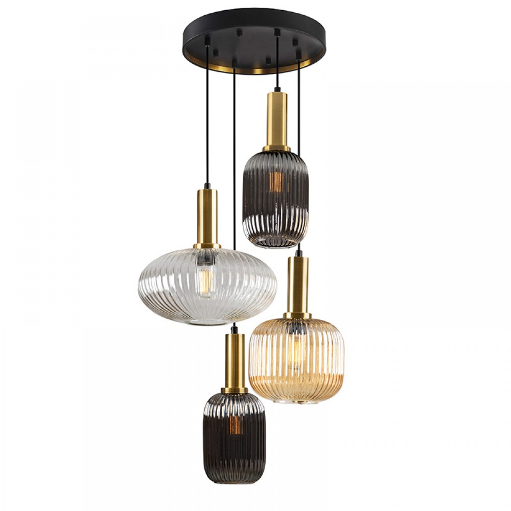 Lampara Norma 4 Luces Negro-Laton 225168