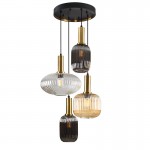 Lampara Norma 4 Luces Negro-Laton 225168