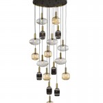 Lampara Norma 18 Luces Negro-Laton Dimable 225892D
