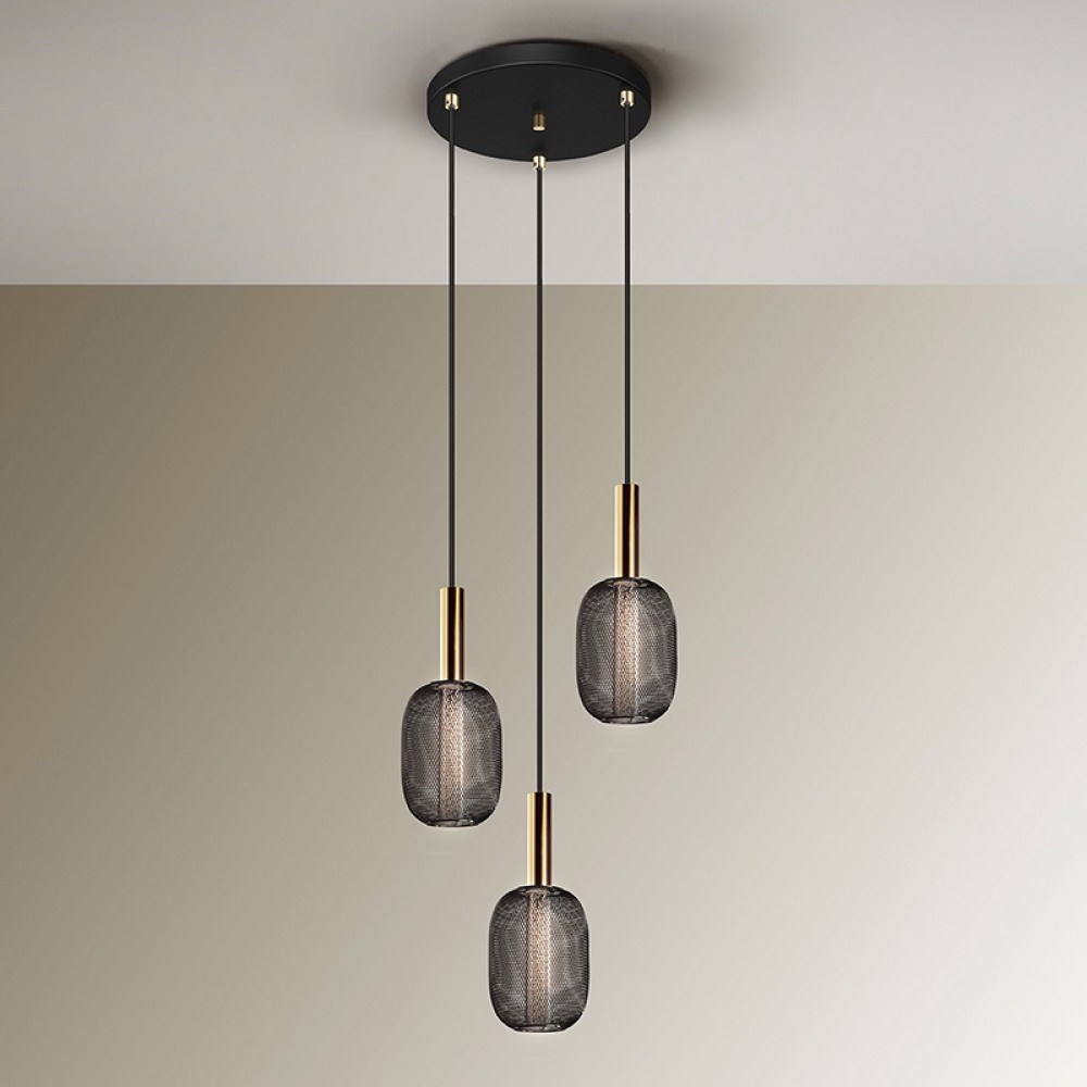 Lampara Micron 3 Luces Oro Negro 413657