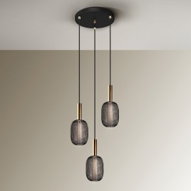 Lampara Micron 3 Luces Oro Negro 413657