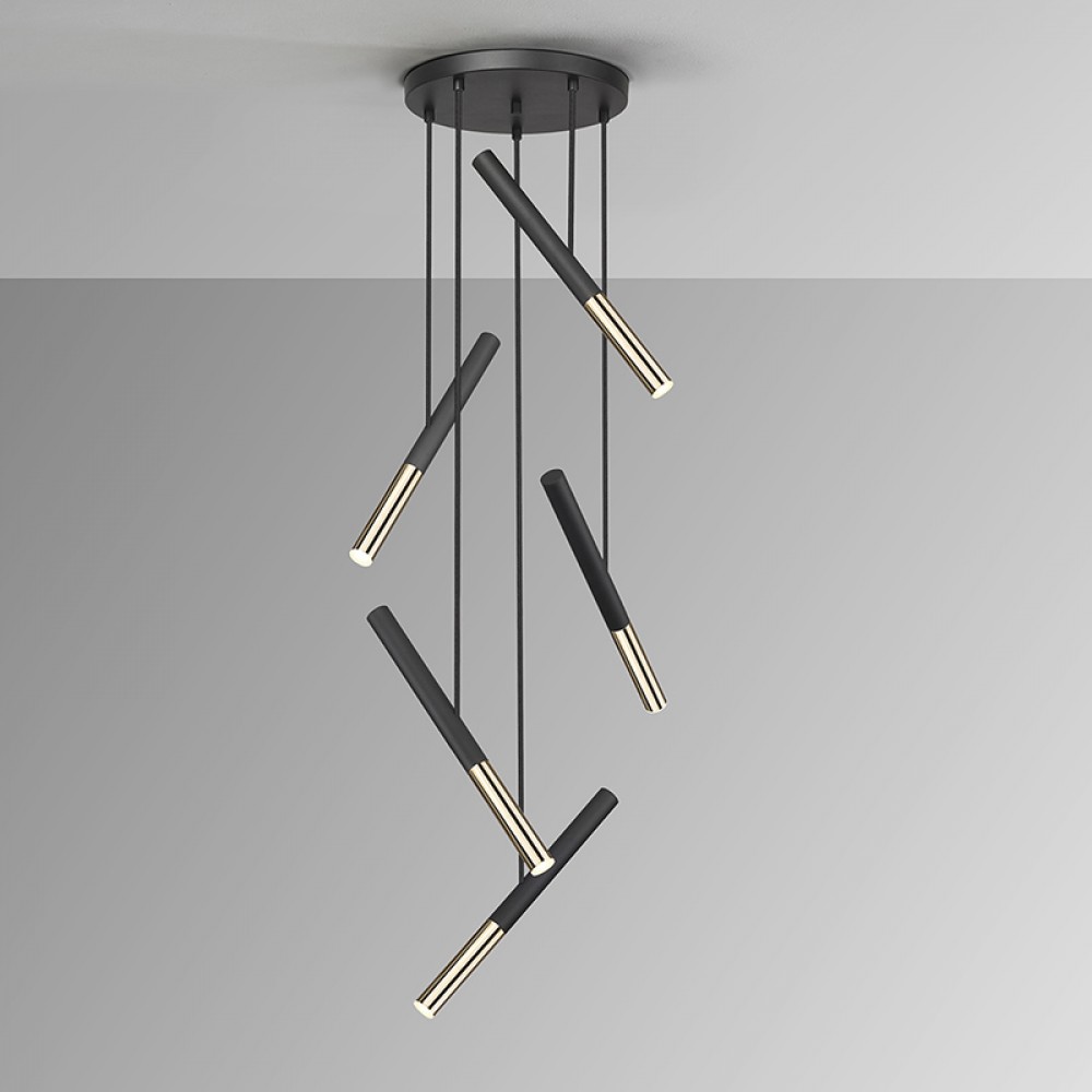 Lampara Edna 5 Luces Negro-Oro 451052
