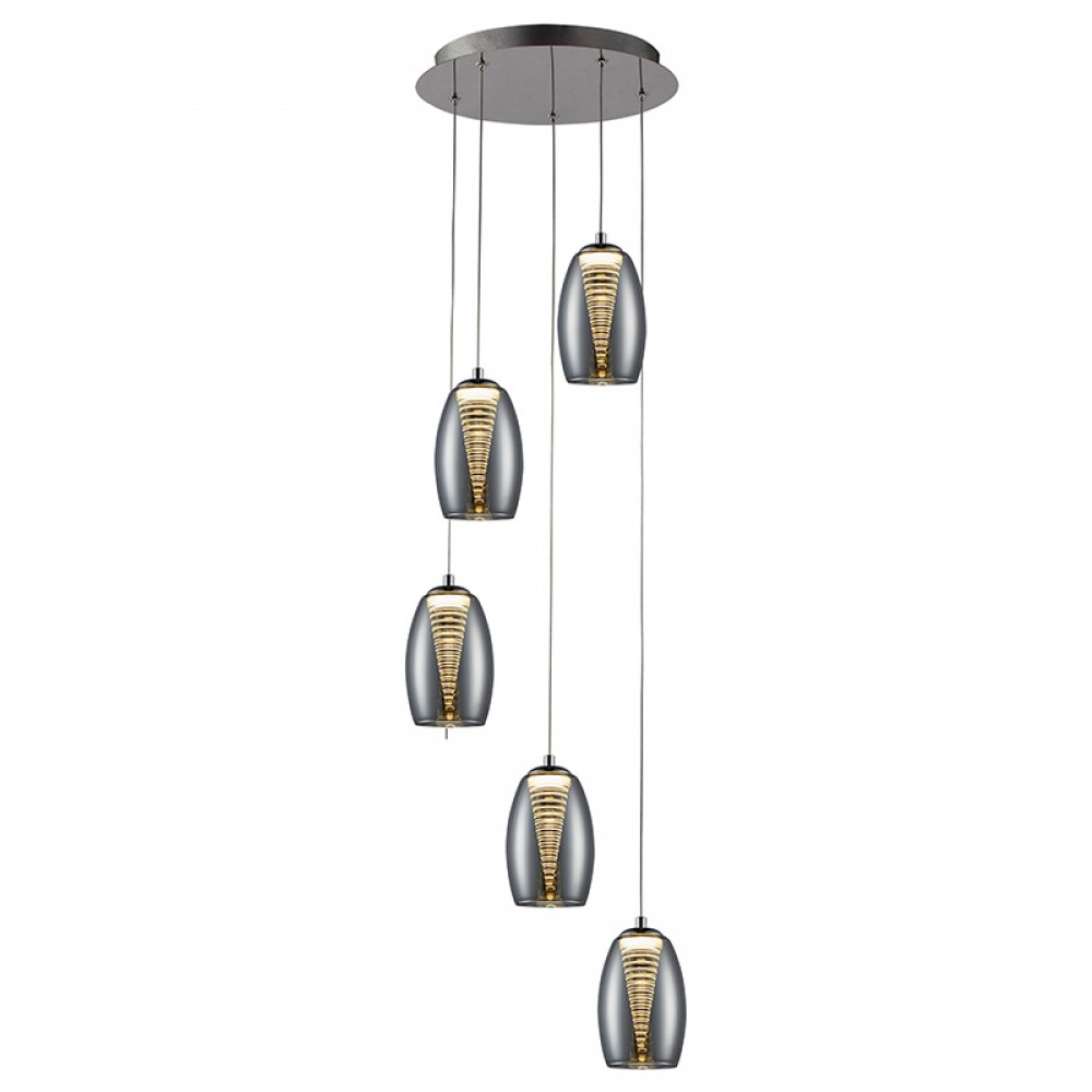 Lampara Led Nebula Cromo 5 Doble Tulipa 5W 584438