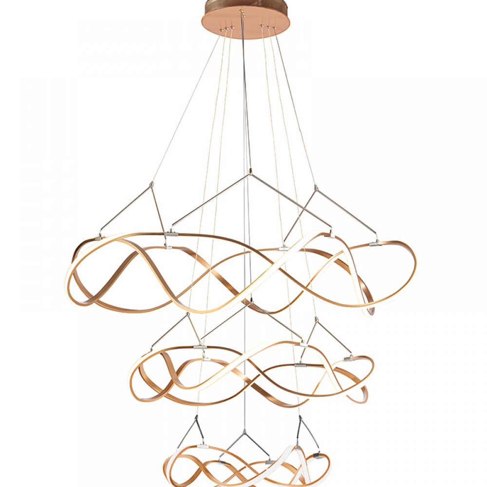 Lampara Molly 110Ø 3 Aro Oro Rosa Dimable 763455B