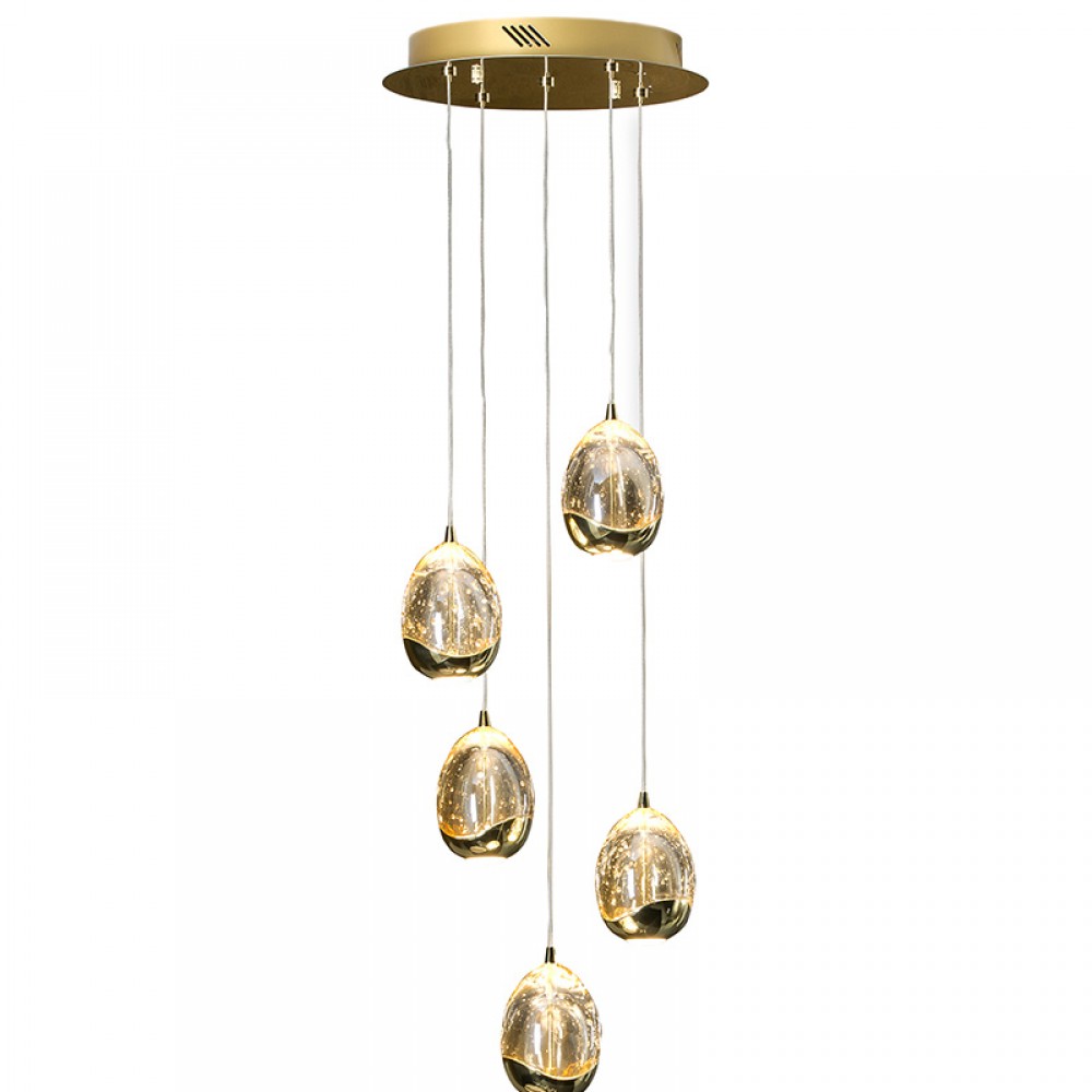 Lampara Led Rocio Oro 5L Cristal Champan Burbujas 783529