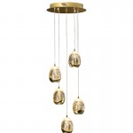 Lampara Led Rocio Oro 5L Cristal Champan Burbujas 783529