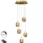 Lampara Led Rocio Oro 5L Cristal Champan Burbujas Mando 783529D