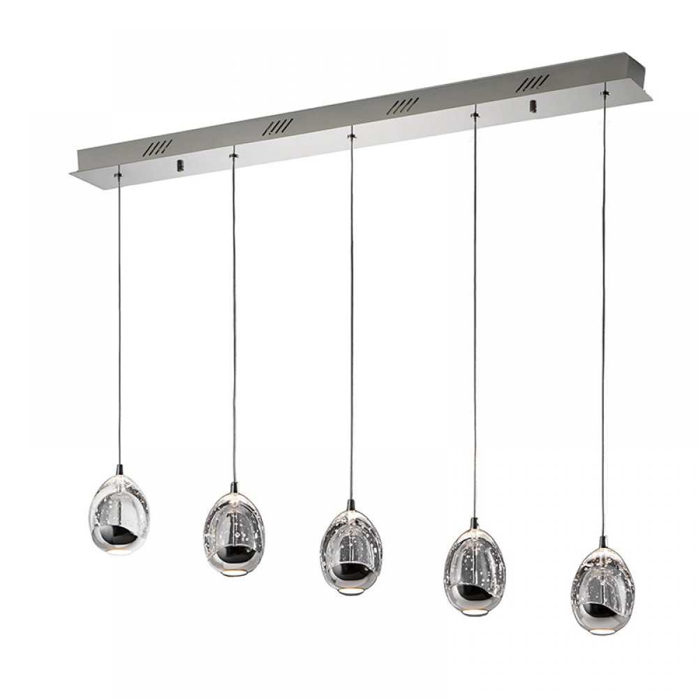 Lampara Led Rocio Cromo 5L Cristal Burbujas 783618