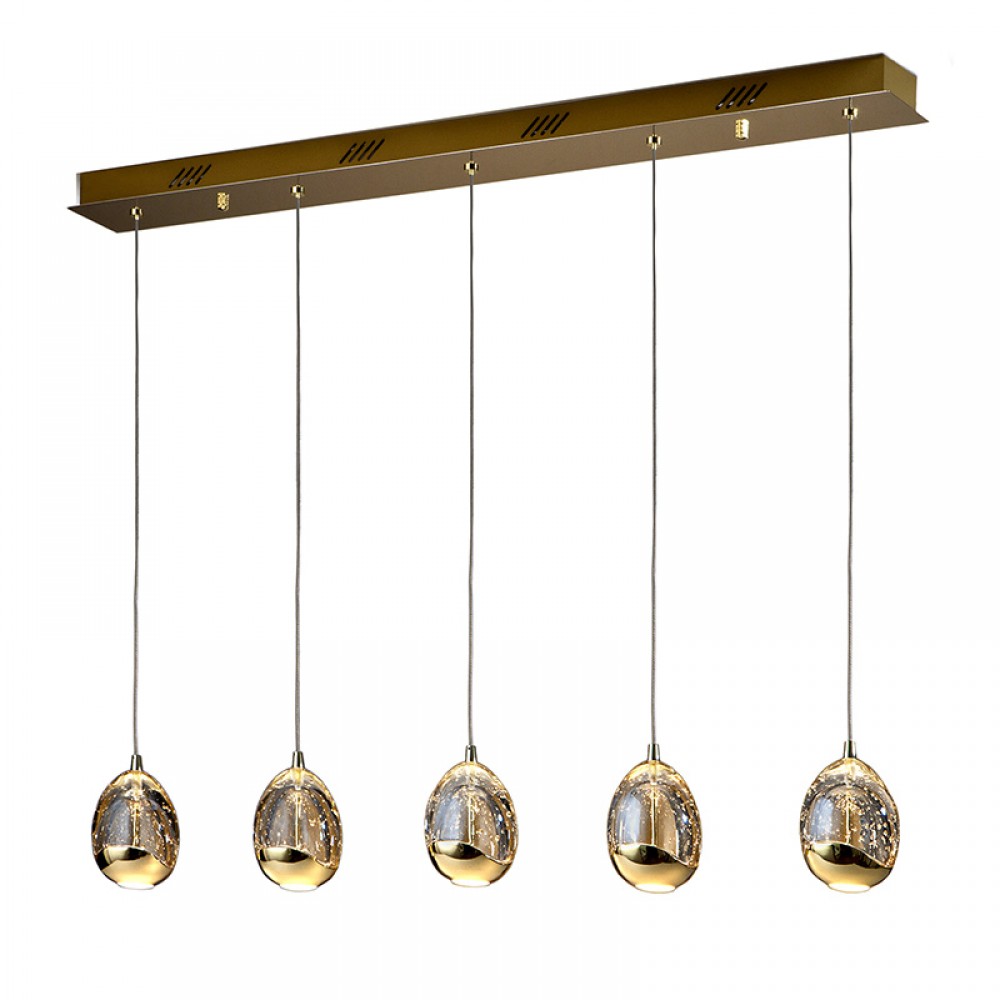 Lampara Led Rocio Oro 5L Cristal Champan Burbujas 783627